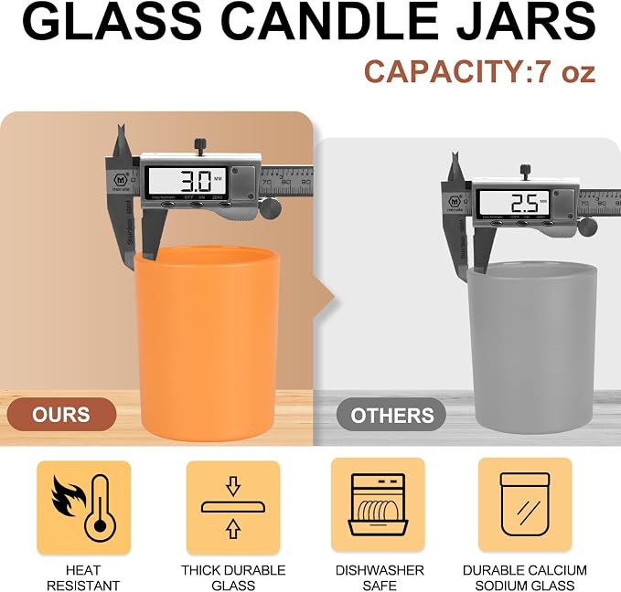 SHOWIN Thick Candle Jars for Making Candles 16 Pcs, 7 OZ Empty Jars - Image 4