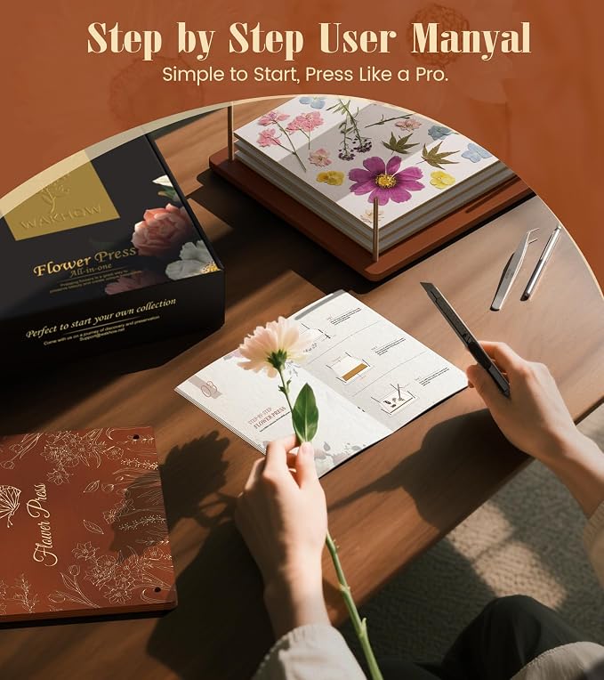 Wakhow Flower Press Kit – 11" x 11" Large Wooden Flower Presser - Image 5