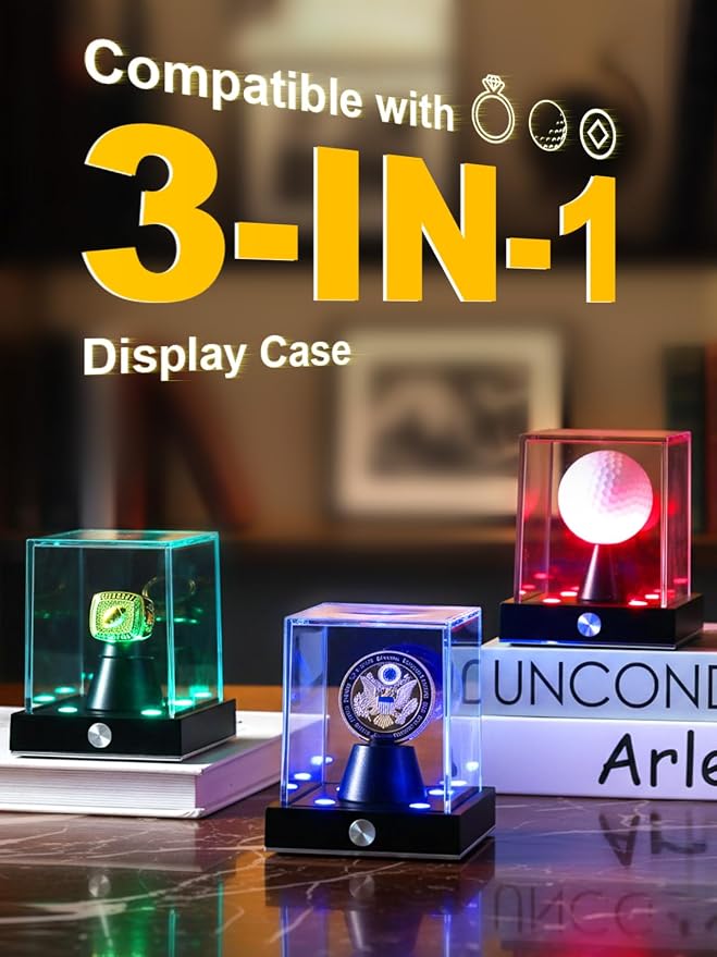 JupDec Cordless LED Challenge Coin Display Case, Autograph Coin Showcase - Image 6