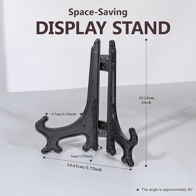 Artliving 6 Inch Black 12pcs/Set Plastic Easels Plate Display Stands Picture - Image 2