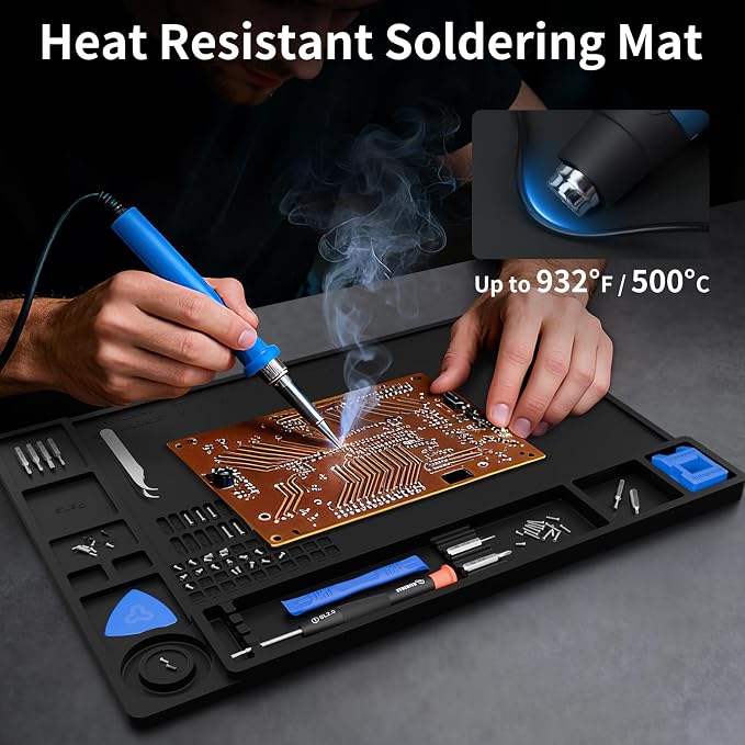 STREBITO Soldering Mat Silicone Work Mat, Heat Resistant 932°F, Magnetic Mat - Image 3
