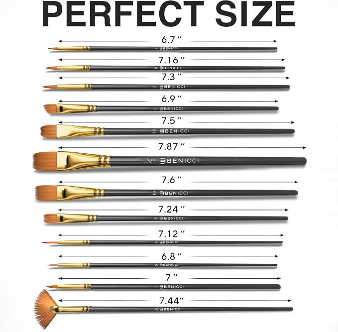 Professional Artist Paint Brush Set of 12 - Image 7