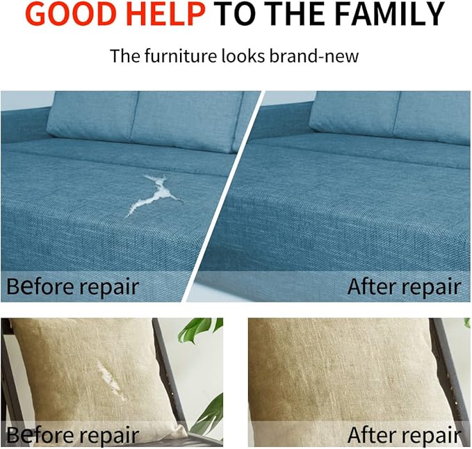 Fabric Repair Patches, 35X79 Inch Linen Repair Tape Self-Adhesive Fabric Patches Durable, DIY Large Linen Tape for Sofa, Couches, Furniture, Chair, Clothing （35X79 Inch, Black）