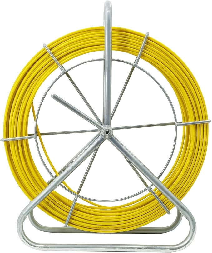 6MM 500FT Duct Rodder Fiberglass Fish Tape Cable Pulling Rodder Running Rod Reel Wire Cable Running Rod with Cage