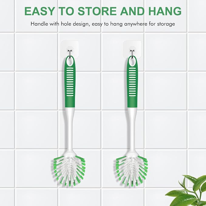 SetSail Dish Brush with Handle, 3 Pack Stiff Bristles Dish Scrubber with - Image 3