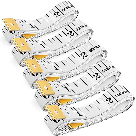 Tape Measure, iBayam Measuring Tape for Body Weight Loss Fabric Sewing Tailor Cloth Vinyl Measurement Craft Supplies, 60-Inch Soft Double Scale Ruler, 5-Pack, White