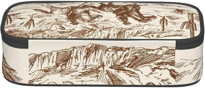 Western Vintage Desert Cactus Cowboy Pencil Case Organizer Big Capacity Pencil - Image 3