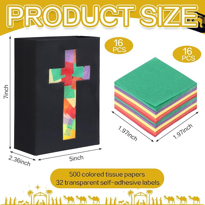 Resurhang 16 Set 2026 VBS Cross Lantern Craft Kit DIY Illumination Theme Faux - Image 2