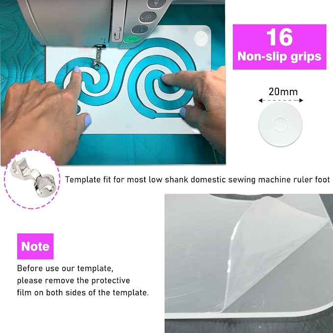Kapyoo 3Pcs Free Motion Quilting Rulers and Templates Set Quilting Templates - Image 7