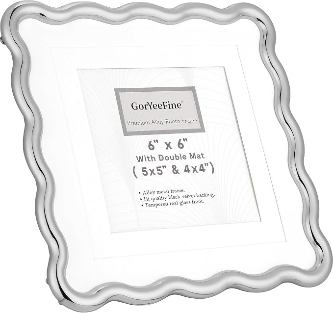 Silver 6x6'' Wave Design Picture Frame - Image 8