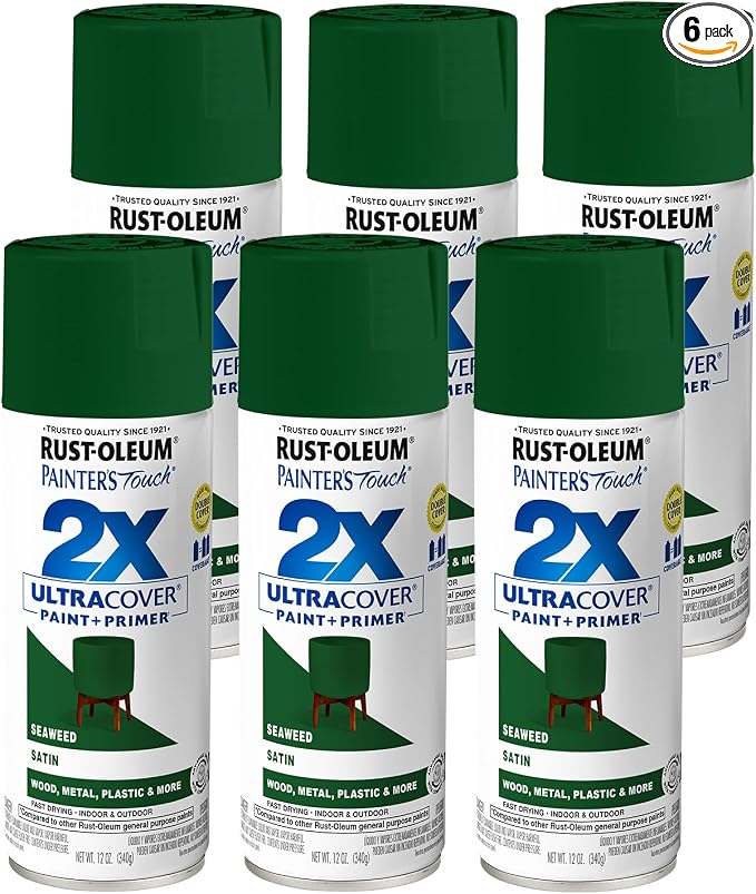 Rust-Oleum Painter's Touch 2X Ultra Cover Spray Paint, Satin Seaweed | Indoor by Rust-Oleum