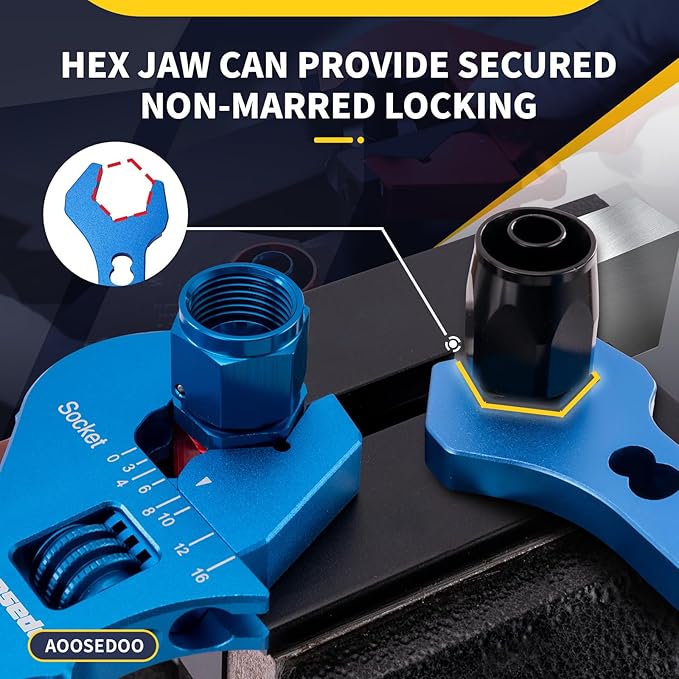 Adjustable AN Fittings Wrench AN Wrench for Hose Fitting Adapters AN Fitting Tool 3AN-16AN Lightweight Aluminum, Blue. With a 6AN-AN8 Double Hose End Fittings Wrench,Blue