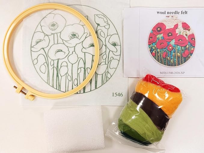 CaptainCrafts Needle Felting Kit, Wool Felt Supplies, Embroidery Hoops - Image 3