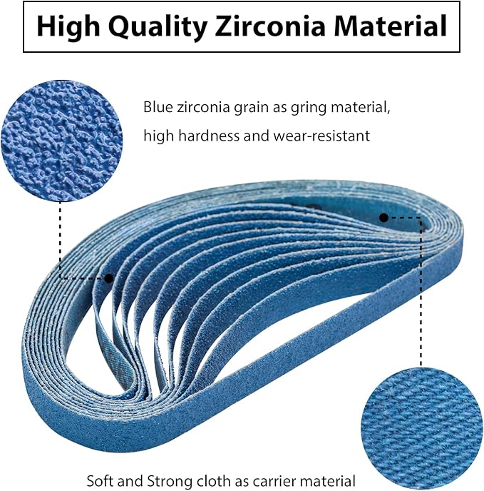 30 Pcs 1/2 x 18 Inch Zirconia Sanding Belts, 120 Grit 1/2x18 Air File Sanding Belts, Zirconia Belt Sander Sanding Belts for Metal (1/2x18in, 120 Grit)