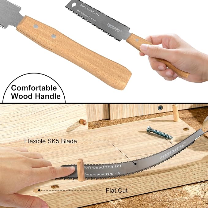 Frocopo Hand Saw Woodworking Tools, 6-Inch Pull Saw, Flexible Double-Edge Blade - Image 4