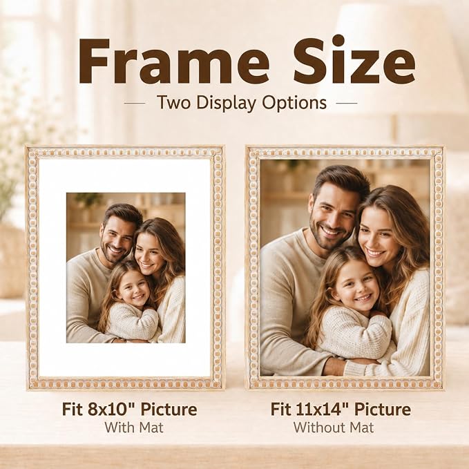 Solid Wood 11x14 Picture Frame Beaded Frame - Image 3