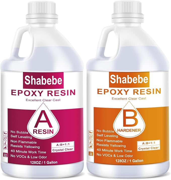 Shabebe Epoxy Resin, 2Gallon Epoxy Resin Crystal Clear, Not-Yellowing No-Bubble by Shabebe%E2%80%93SealProtectLikeaPro