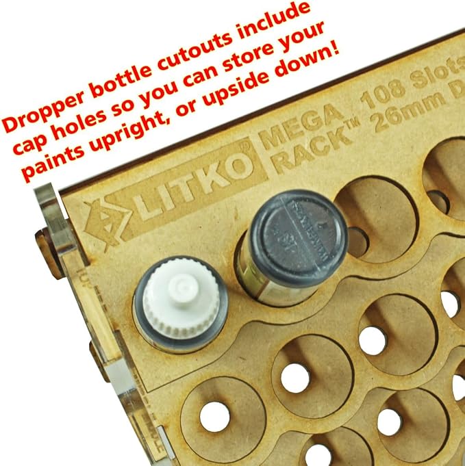 LITKO Paint Rack | Holds 108 18mL Dropper Bottles | Wall Mount | Workbench | - Image 5
