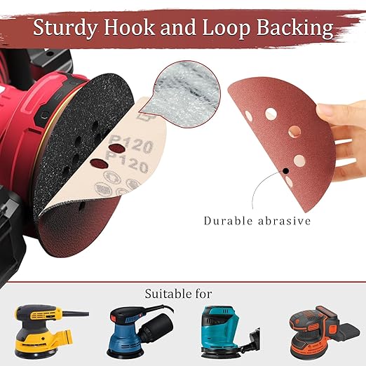 100 PCS 800 Grit 5 Inch Sanding Discs, Hook and Loop Sandpaper for Random Orbital Sander
