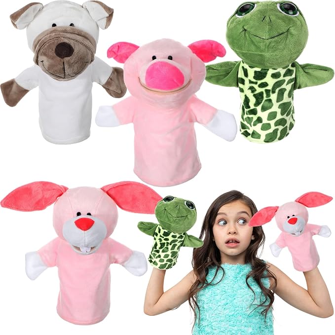 RoundFunny 4 Pcs Hand Puppet Animal by RoundFunny