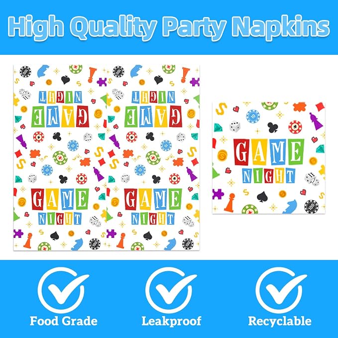 Game Night Decorations Birthday Party Decor 40Pcs Disposable Play Games Plates - Image 4