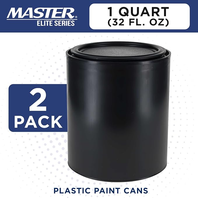 Master Elite 1 Quart Empty Plastic Paint Can Bucket, 32 fl. oz. All-Plastic - Image 2