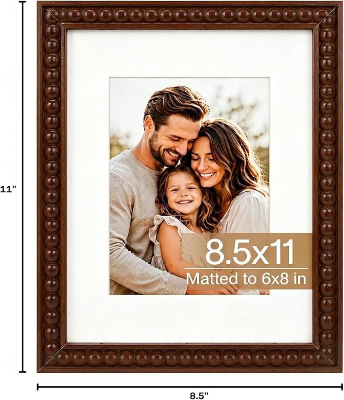 Solid Wood 8.5x11 Picture Frame Beaded Frame - Image 9