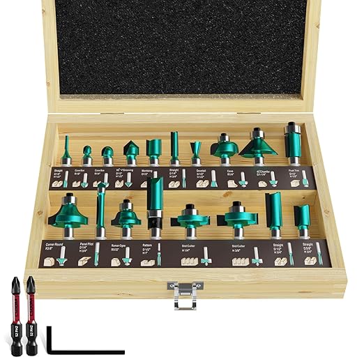 CSOOM 20PCS Router Bits Set, 1/2 Shank, with 2* Batch Head, Professional Wood Bits, Tungsten Carbide Milling Bits for Woodworking