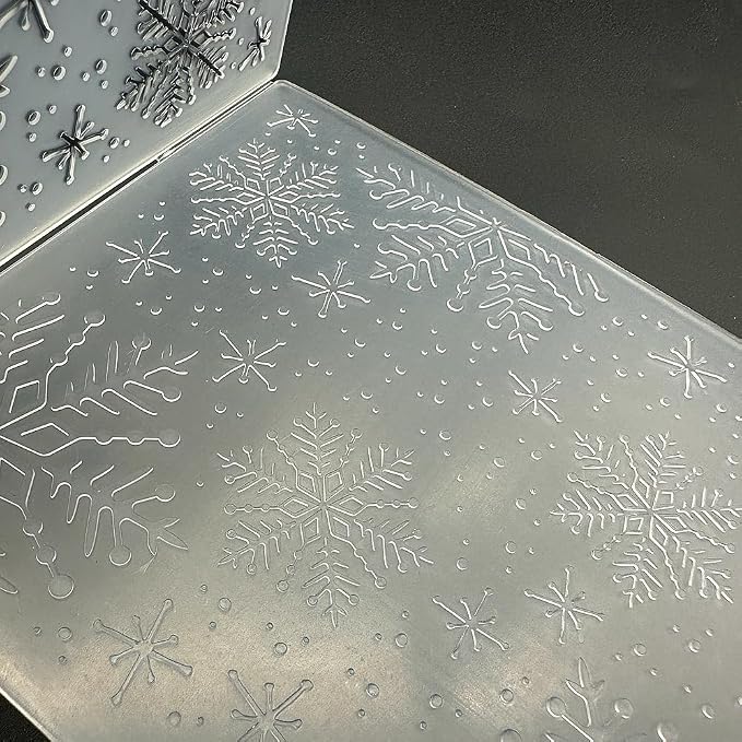 3D Plastic Embossing Folder Template Christmas and Winter Snowflakes Texture - Image 5
