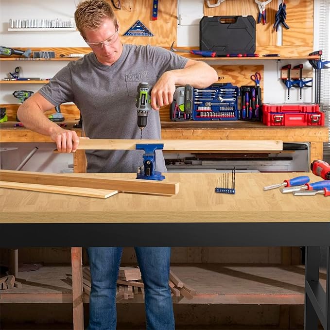 48" Adjustable Workbench,Heavy-Duty Work Table,3000 LBS Load Capacity Particleboard Hardwood Workstation with Fixed feet,for Workshop, Garage