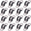 Glarks 16Pcs 10MM 2 Hole U-Tube Strap Clamp Set 304 Stainless Steel Rubber Cushion Rigid Pipe Strap U Bracket Tube Strap Assortment Kit For Pipe Tube Fixing (10mm)