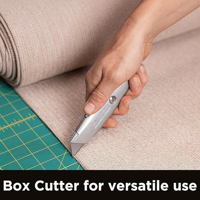 INTERNET'S BEST Premium Utility Knife | Retractable Box Cutter with Metal Handle | Heavy-Duty Cutting for Cardboard, Carpet, Plastic | Retractable Blade | Includes 1 Razor Knife & Extra Blades