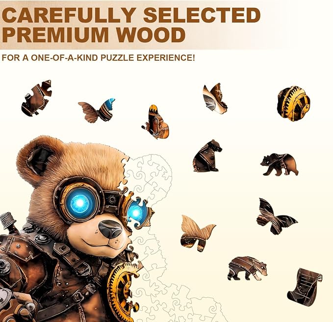 Cyber Bear Puzzles Adults Gifts Wooden 140 Pieces 11.4 * 10in - Image 3