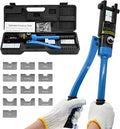 16T Hydraulic Battery Cable Crimper 8 AWG to 600 MCM Hydraulic Crimping Tool Cable Lug Crimper Electrical Terminal Wire Crimper with 13 Pairs of Dies Kit, Blue