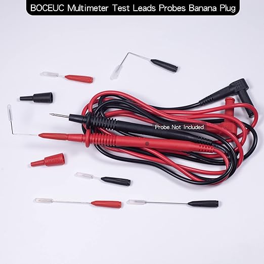 Back Probe Needles Non-Destructive Multimeter Test Probes, 3A Alligator Clips with Slip on Insulators, 5A 600V Instrument Test Pen Clamp Copper Lead Plug Measuring Tools