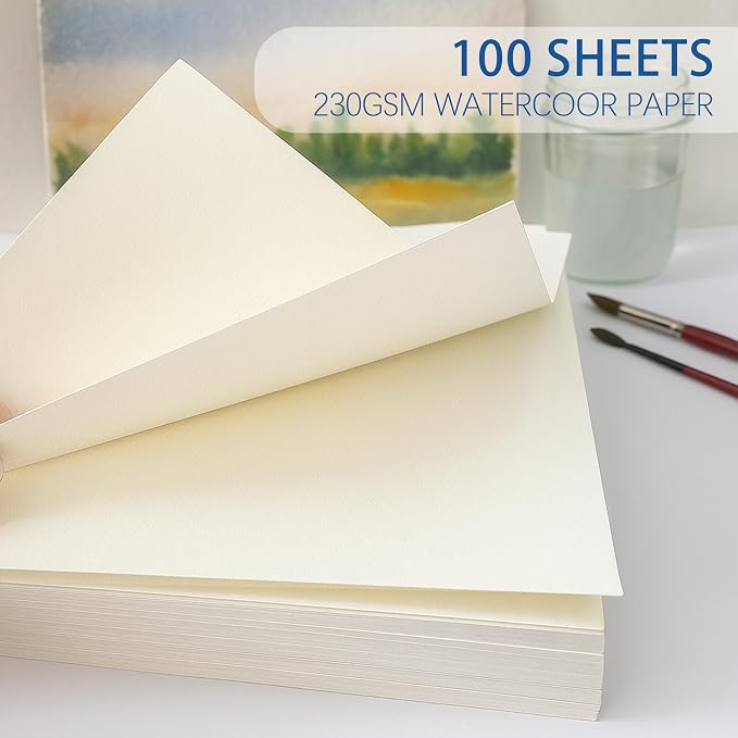 Threvortax 100 PCS Watercolor Paper 5X7 Inch 105LB/230GSM Cold Press Water - Image 2