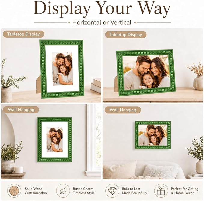 Solid Wood 8x10 Picture Frame Beaded Frame - Image 6