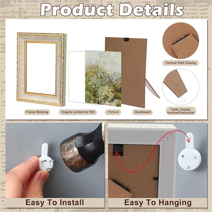 Qunclay 10 Pack Vintage Picture Frames - Image 4