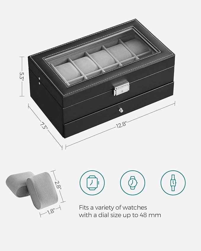 SONGMICS Watch Box, 12-Slot Watch Case Organizer - Image 6
