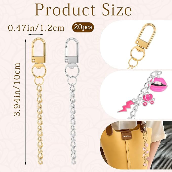 Chuyau 20pcs Keychain Making Kit Gold Silver Swivel Snap Hook Lobster Claw - Image 2