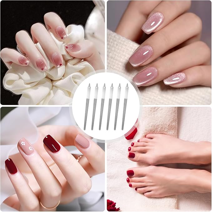 6Pcs Diamond Metal Nail Files, Double Sided Nails File, Thin Stainless Steel Manicure Pedicure Tools with Sharp Pointed Tip Individually Wrap for Women Men Salon Home(6Inch)