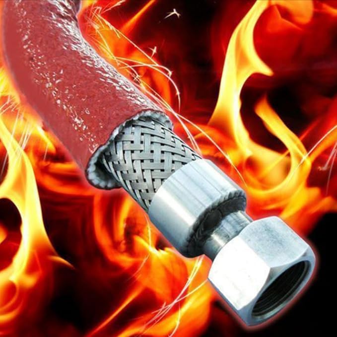 Insulation Heat Shielded Fire Thermo Armor Fire Sleeve Silicone Coated Fiberglass Heat Protection for Automotive Hose Lines & Electrical Wiring（Red 3/8" ID x5FT）
