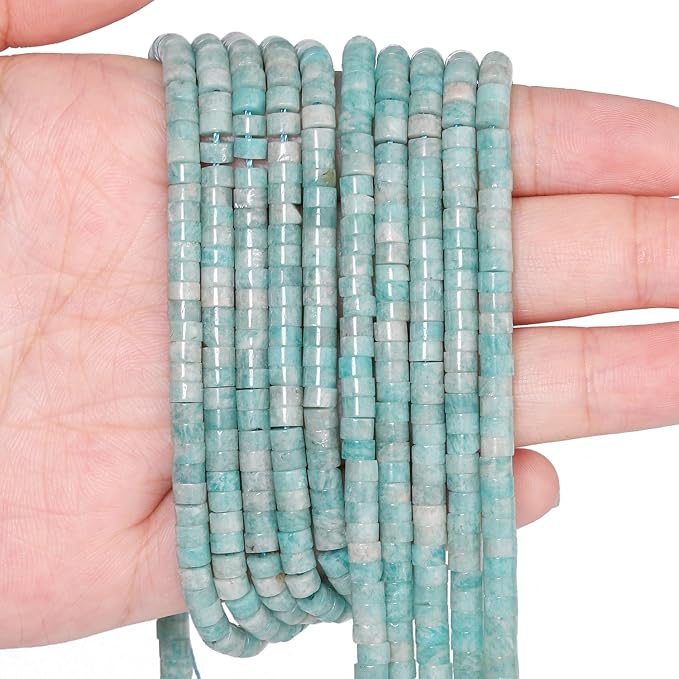 150Pcs 4×2mm Natural Amazonite Blue Spacer Stone Beads by Nitopupu