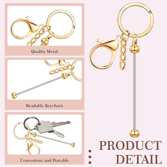 Tondiamo 24 Pcs Beadable Keychain Bars Bulk Beads - Image 3