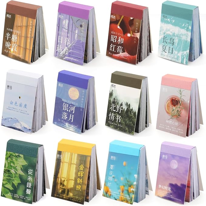 600 Pieces Washi Sticker Set, 12 Set Scrapbooking Diary Planner Album Diary by Daoeny