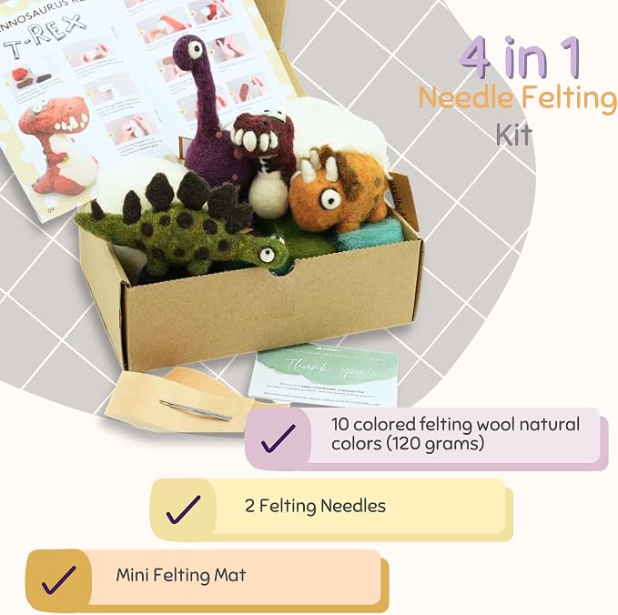 Woolbuddy Needle Felting Kit – Dinosaur DIY Craft Kit - Image 2