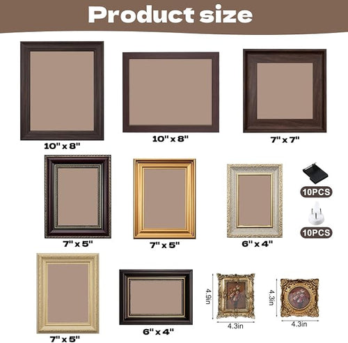 10 Pack Vintage Picture Frames for Wall or Tabletop Display Ornate Vintage - Image 2