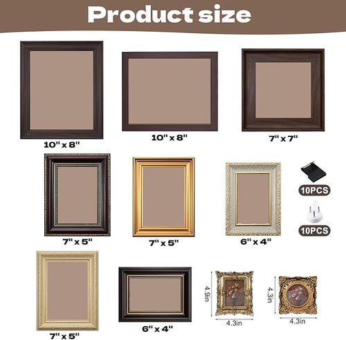 10 Pack Vintage Picture Frames for Wall or Tabletop Display Ornate Vintage - Image 2