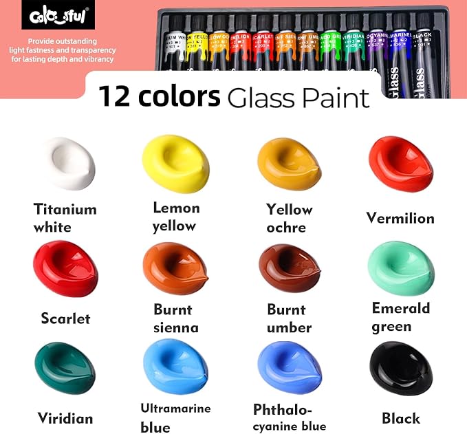 Colorful Acrylic Glass Paint Set - Image 7