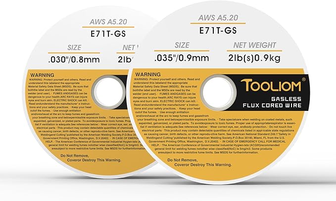TOOLIOM E71T-GS .030"+.035" Diameter 2-Pound Spool Flux Core Self-shielded Carbon Steel MIG Welding Wire, 2PCS Dual Gauge Welding Wire